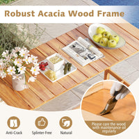 Tangkula Patio Bar Table 54” x 22” Acacia Wood Counter Height Table