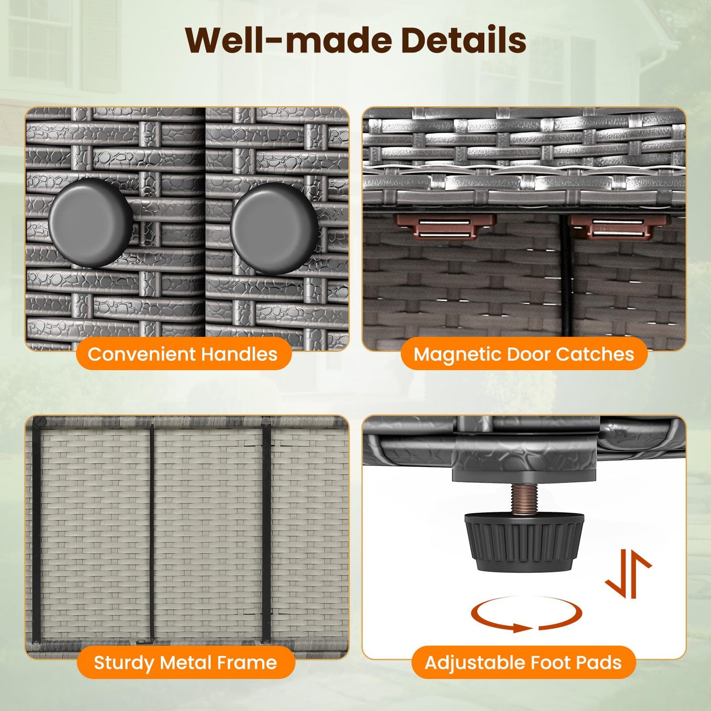Tangkula Outdoor Cabinet with 2 Adjustable Shelves