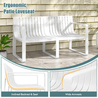 Tangkula Patio Loveseat Weather-Resistant Plastic 2-Person Bench
