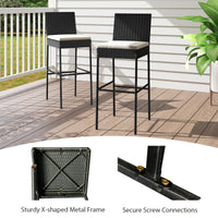 Tangkula Outdoor Bar Height Chair w/Soft Seat Cushion & Cozy Footrest