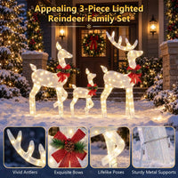 Tangkula 3 PCS Christmas Lighted Reindeer Family Set