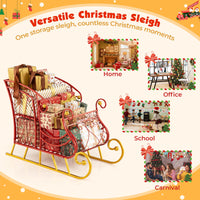Tangkula Metal Christmas Santa Sleigh Basket with Large Cargo Area