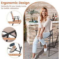 TAGNKULA Outdoor Folding Bar Stool Set of 2/4, Patio Dining Chairs, Outdoor Bar-Height Stools w/Armrests