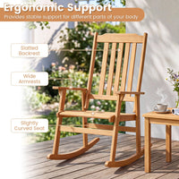 Tangkula Outdoor Patio Wood Rocking Chair for Porch Garden Backyard