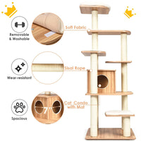 Tangkula 69 Inch Tall Cat Tree with Sisal Rope Scratching Posts