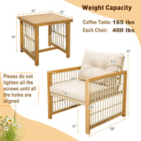 3 Pieces Acacia Wood Patio Furniture Set - Tangkula