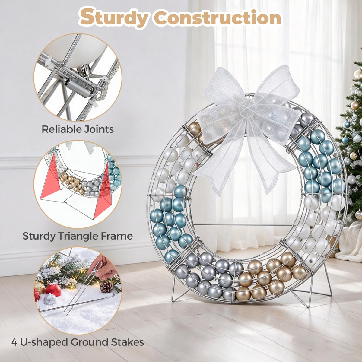 Tangkula 36" Lighted Christmas Wreath Decoration