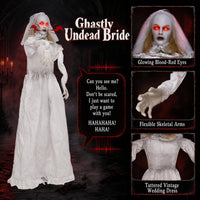 Tangkula 5.7 FT Animated Halloween Ghost Bride Decoration with Swapped Face
