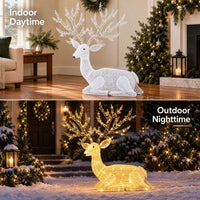 Tangkula Christmas Lighted Kneeling Reindeer for Yard Lawn Patio Garden