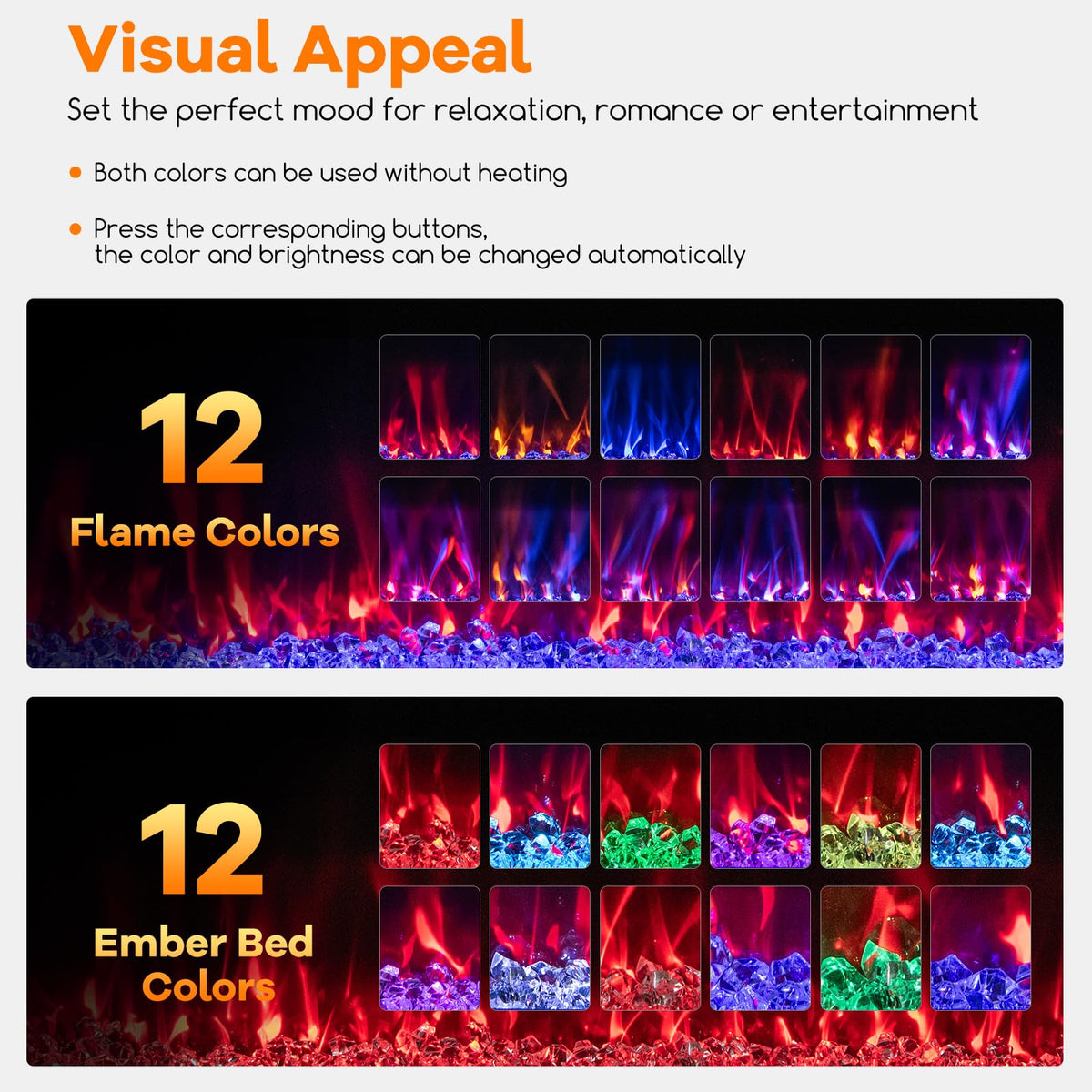 Tangkula 72 Inches Recessed & Wall Mounted WiFi Enabled Electric Fireplace