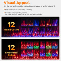 Tangkula 72 Inches Recessed & Wall Mounted WiFi Enabled Electric Fireplace
