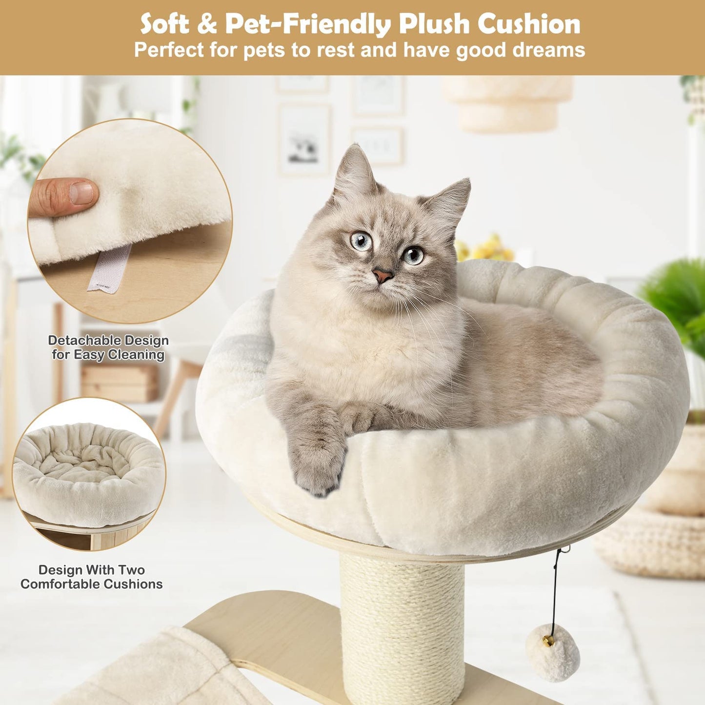Tangkula Modern Cat Tree with Sisal Posts for Indoor Large Cats