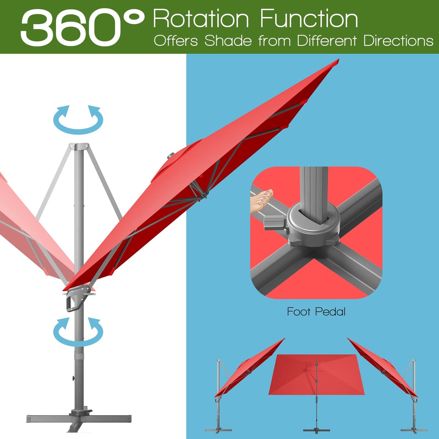 Tangkula 10x13ft Patio Offset Rectangular Umbrella