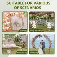 Tangkula 7FT Wedding Arch Heptagon Wooden Arch for Wedding Ceremony