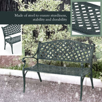 Outdoor Garden Bench Park Bench, All-Weather Cast Aluminum Patio Bench Chair Porch Loveseat