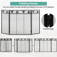 Tangkula 3-Panel Fireplace Screen, Folding Decorative Spark Guard with Exquisite Pattern for Baby & Pets