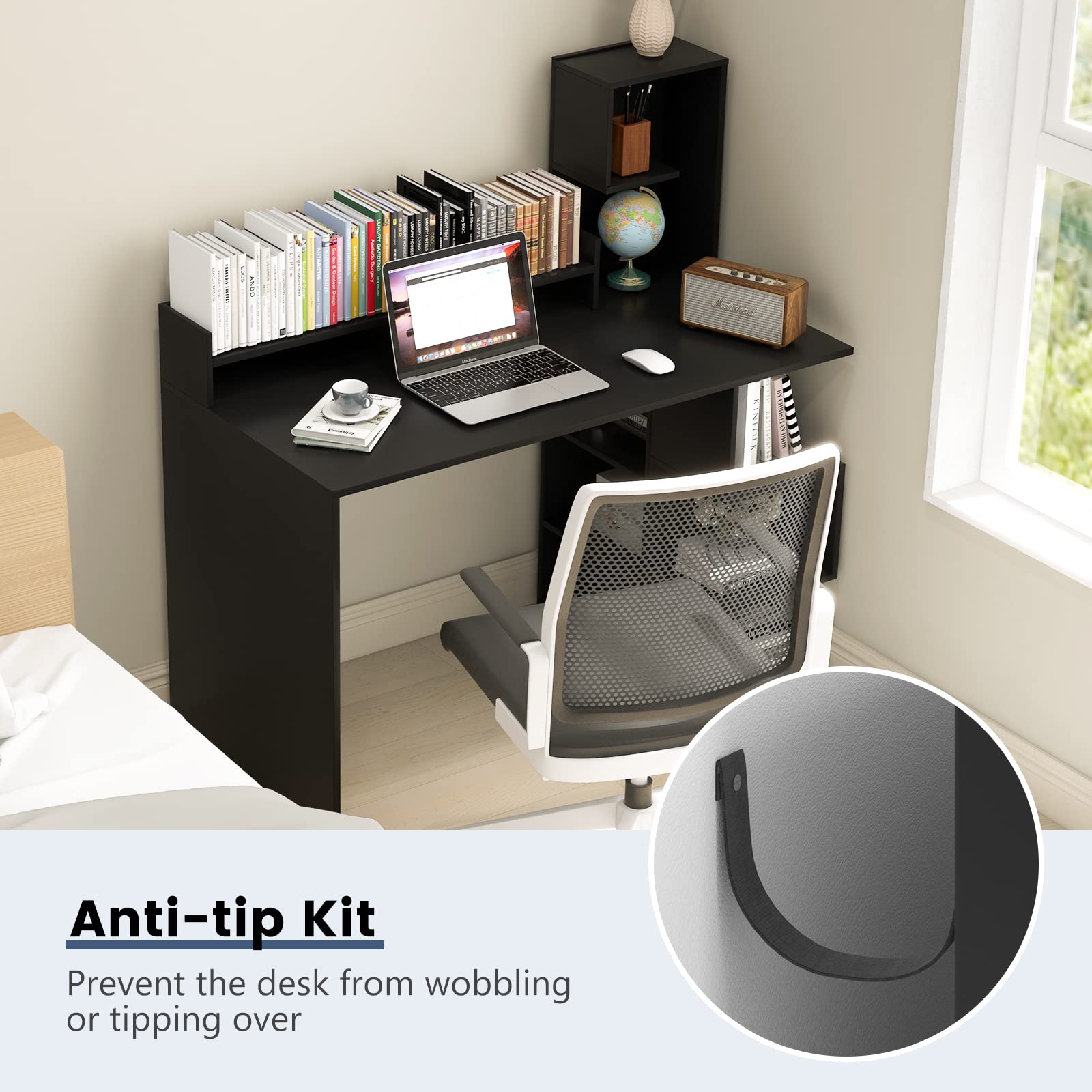 Computer Desk with Storage Bookshelf & Hutch - Tangkula