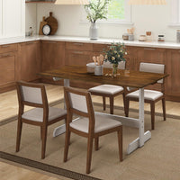 Tangkula Table à manger rectangulaire de 140 cm pour 4 à 6 personnes pour salle à manger et salon