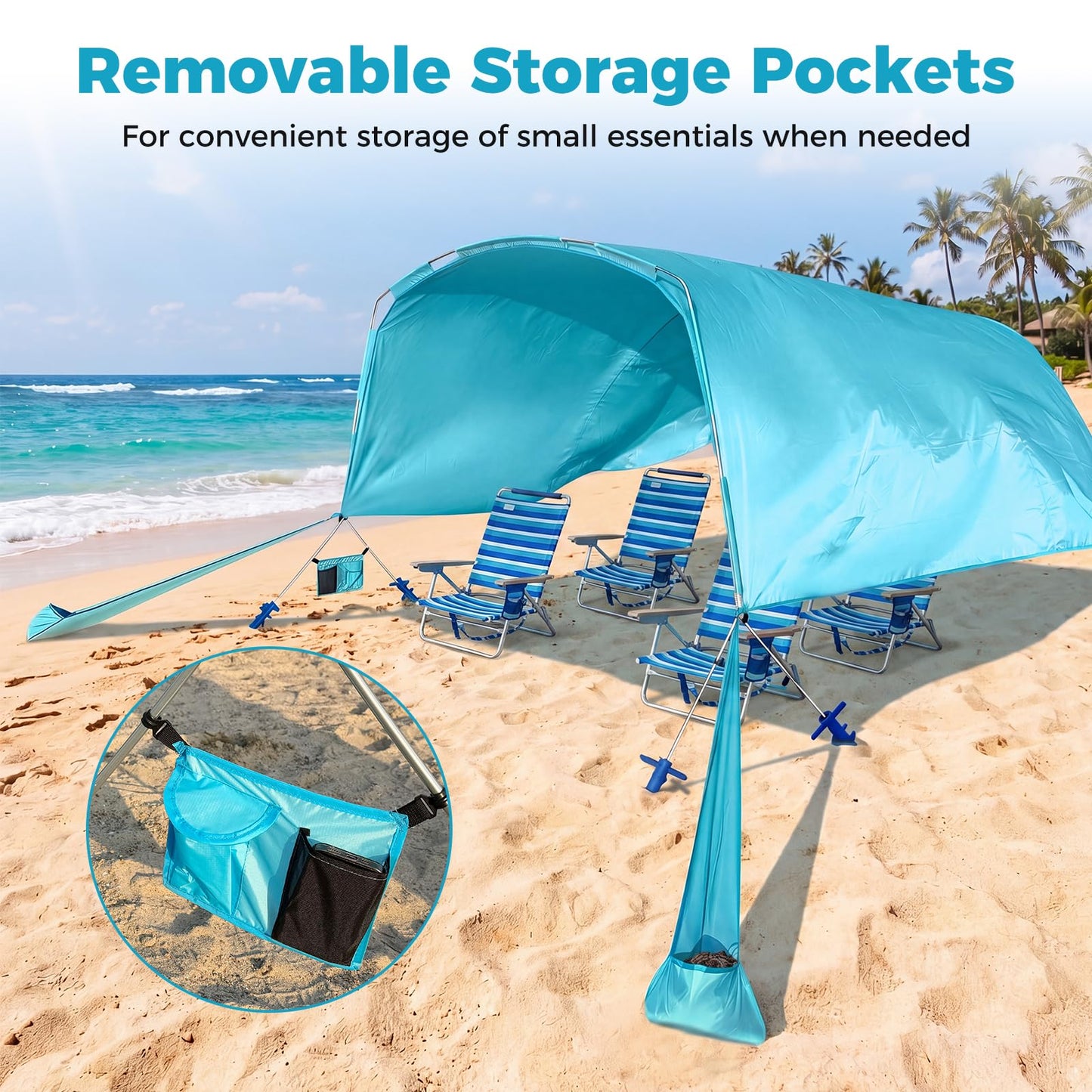 Tangkula 8 Person Wind Powered Beach Tent | 100 Sq.ft UPF50+ Lightweight Beach Sun Shelter