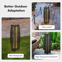 Tangkula 2-Piece Outdoor Solar Powered Floor Lamps, IP65 Waterproof Wicker Floor Lamps with Auto On/Off LED Light