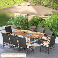Tangkula 9 Pieces Patio Rattan Dining Set for Garden