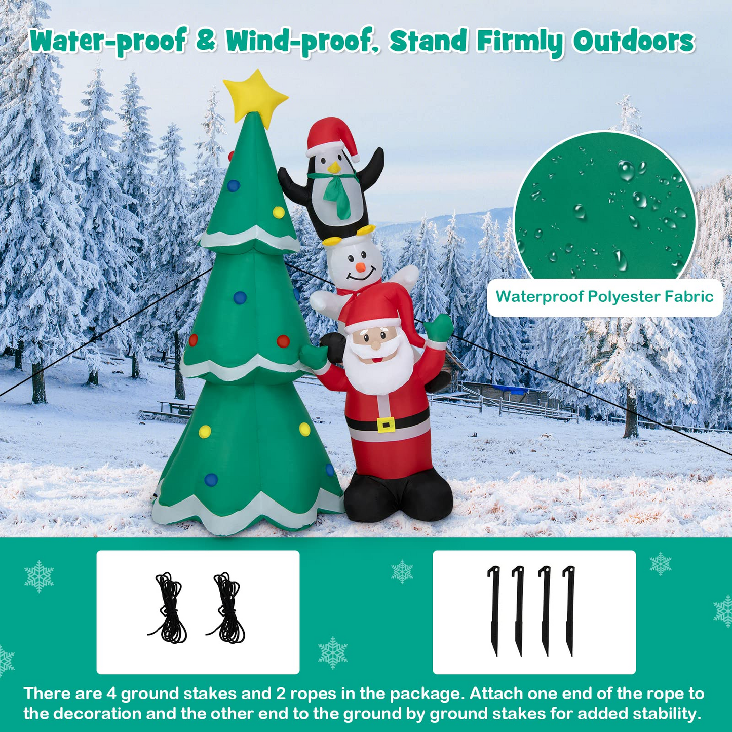 Tangkula Christmas Indoor Outdoor Inflatable Decoration for Yard Lawn
