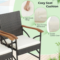 Tangkula Patio Wicker Chair Set of 2, Outdoor PE Rattan Chairs