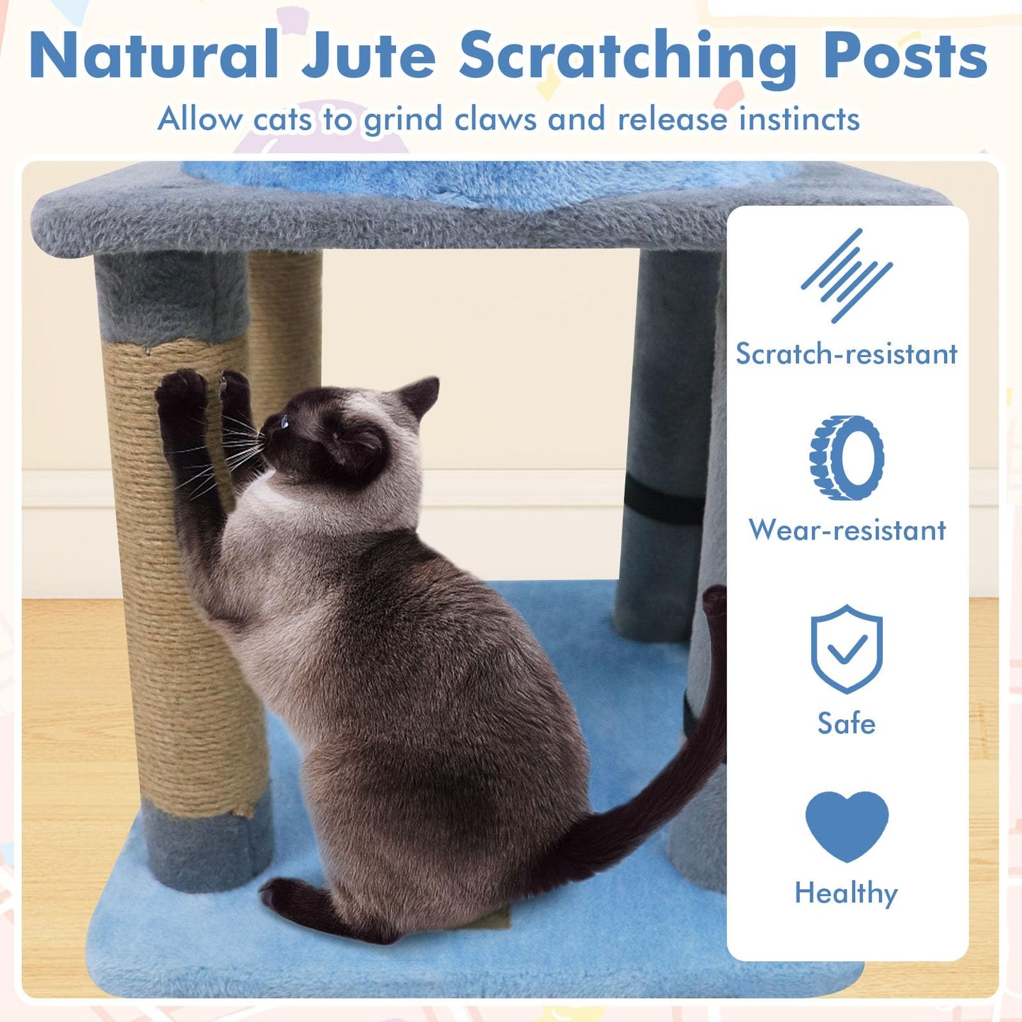 Tangkula 31.5 Inch Multi-Level Cat Tower with Jute Scratching Posts