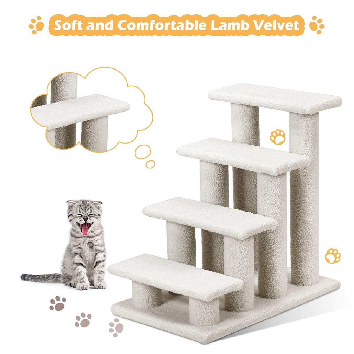 Tangkula Pet Stairs for Cats and Dogs for High Beds