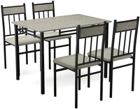 Tangkula 5 Piece Kitchen Dining Table Set(Grey), Kitchen Table and Chairs Set with Metal Frame & Padded Seat
