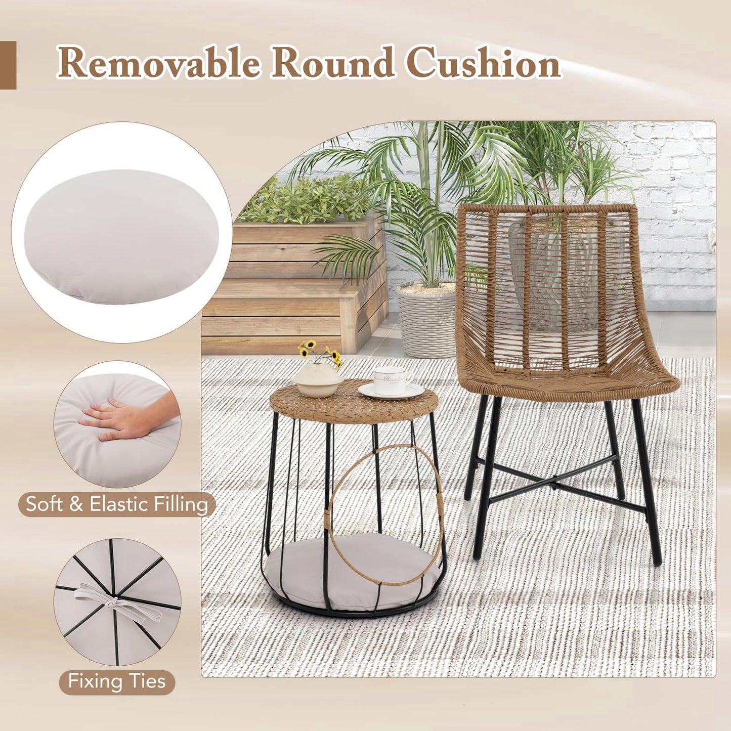 Ensemble de mobilier d'extérieur Tangkula 3 pièces avec niche pour animaux de compagnie