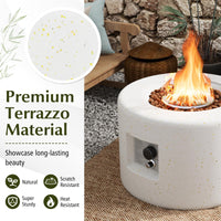Ensemble table foyer propane Tangkula, foyer à gaz rond en terrazzo de 25,5 pouces avec cache-bouteille