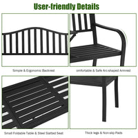 Tangkula Outdoor Garden Bench with Pullout Middle Table
