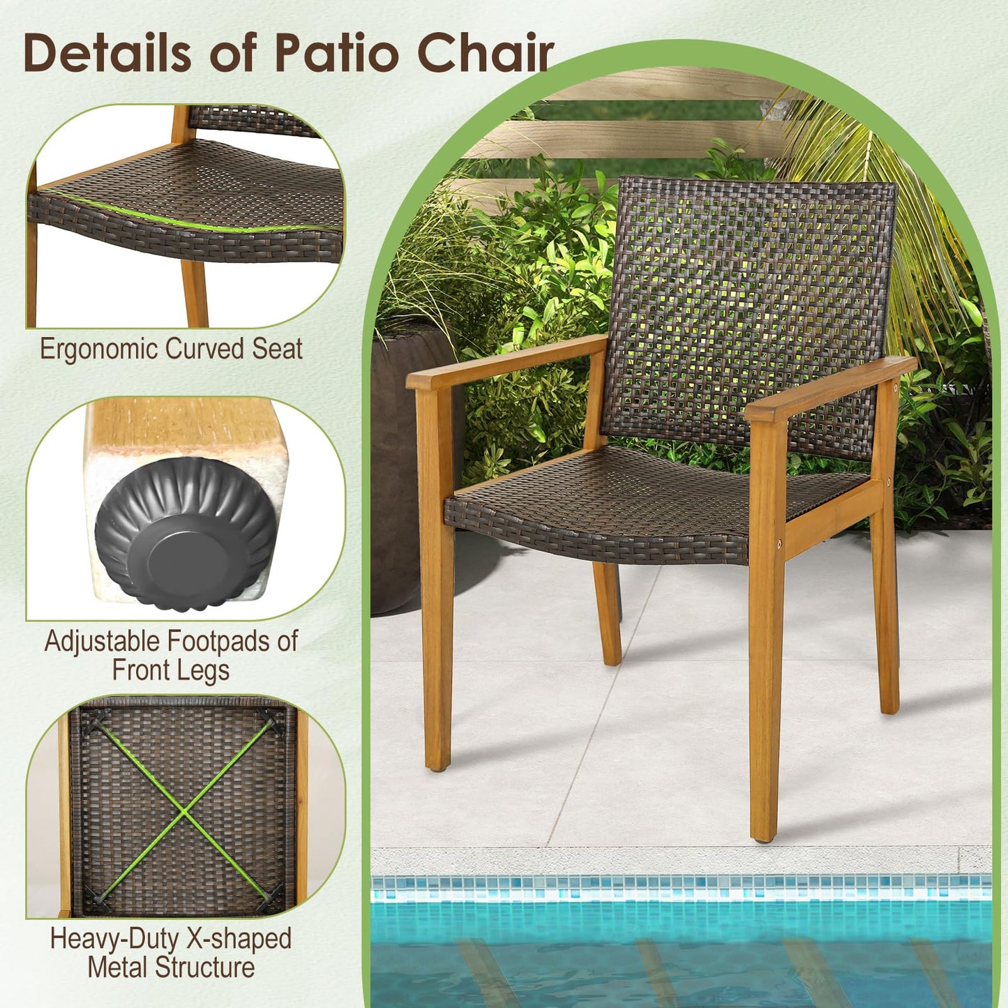 Tangkula 9 Pieces Patio Table and Chairs Set for 8 for Deck Backyard Poolside