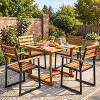 Tangkula Acacia Wood Outdoor Dining Chairs Set