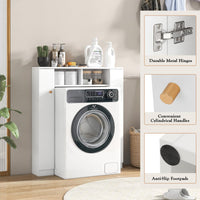 Tangkula Over The Toilet Storage Cabinet, Freestanding Above Toilet Organizer w/ 10-Level Adjustable Shelves & Crossbar