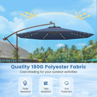 Tangkula 10FT Hanging Offset Umbrella with 32 LED Lights