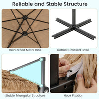 Tangkula 9.5ft Tiki Patio Umbrella with Base Included Offset Cantilever Thatched Outdoor