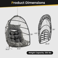 Tangkula Hanging Egg Chair Foldable Wicker Hammock Chair