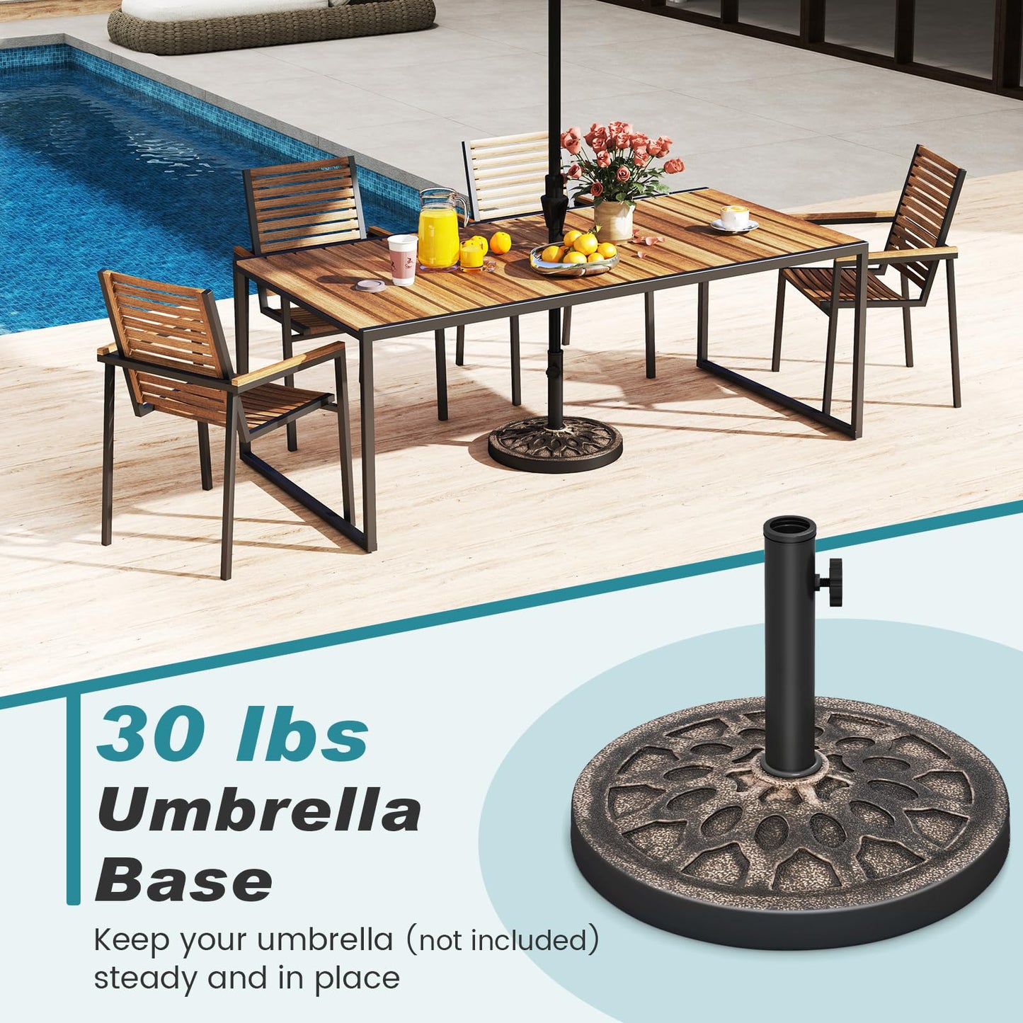 Tangkula 30 lbs Heavy Duty Umbrella Base