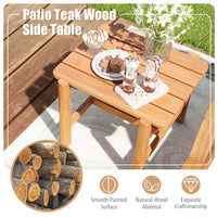 Tangkula Patio Teak Wood Side Table, Outdoor End Table with Slatted Tabletop