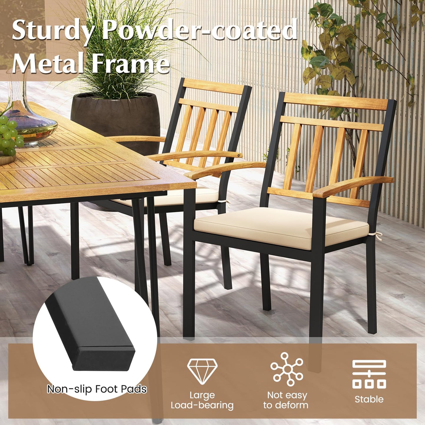 Tangkula Patio Dining Chairs Set of 2/4 Metal Outdoor Chairs