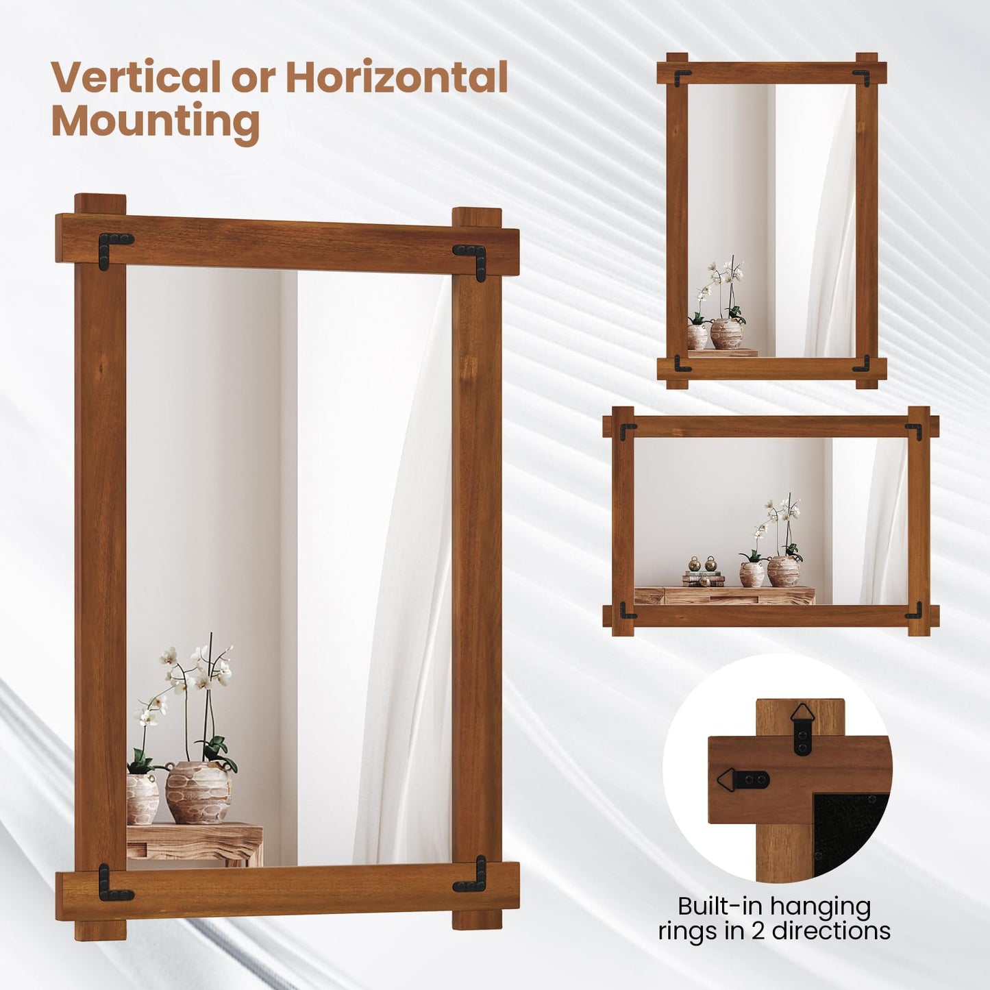 Tangkula Wood Framed Mirror