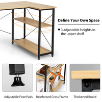 Tangkula L-Shaped Computer Desk with Reversible Shelves