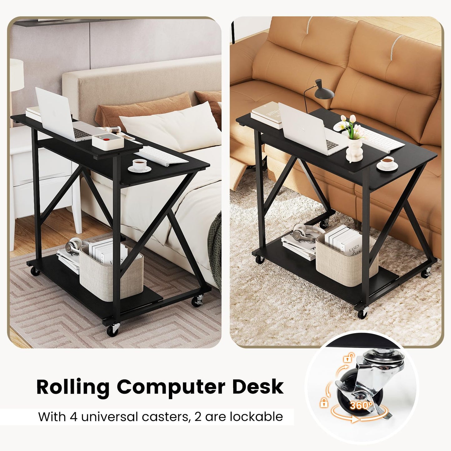 Bureau mobile portable pour ordinateur portable et écran 32" Tangkula