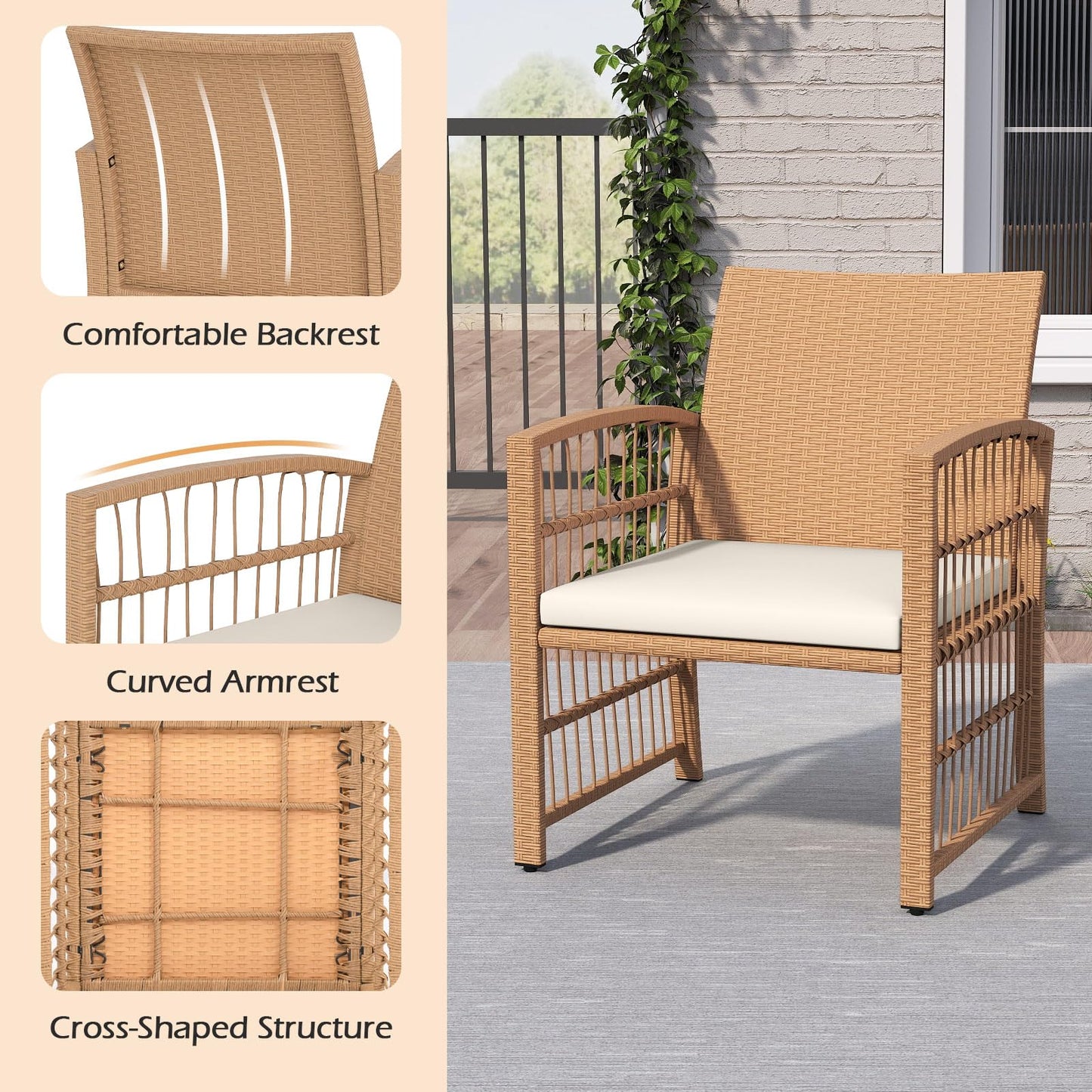 Tangkula Ensemble de 5 meubles de conversation en osier pour jardin