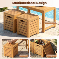Tangkula Acacia Wood Outdoor Coffee Table with Stools Set of 2