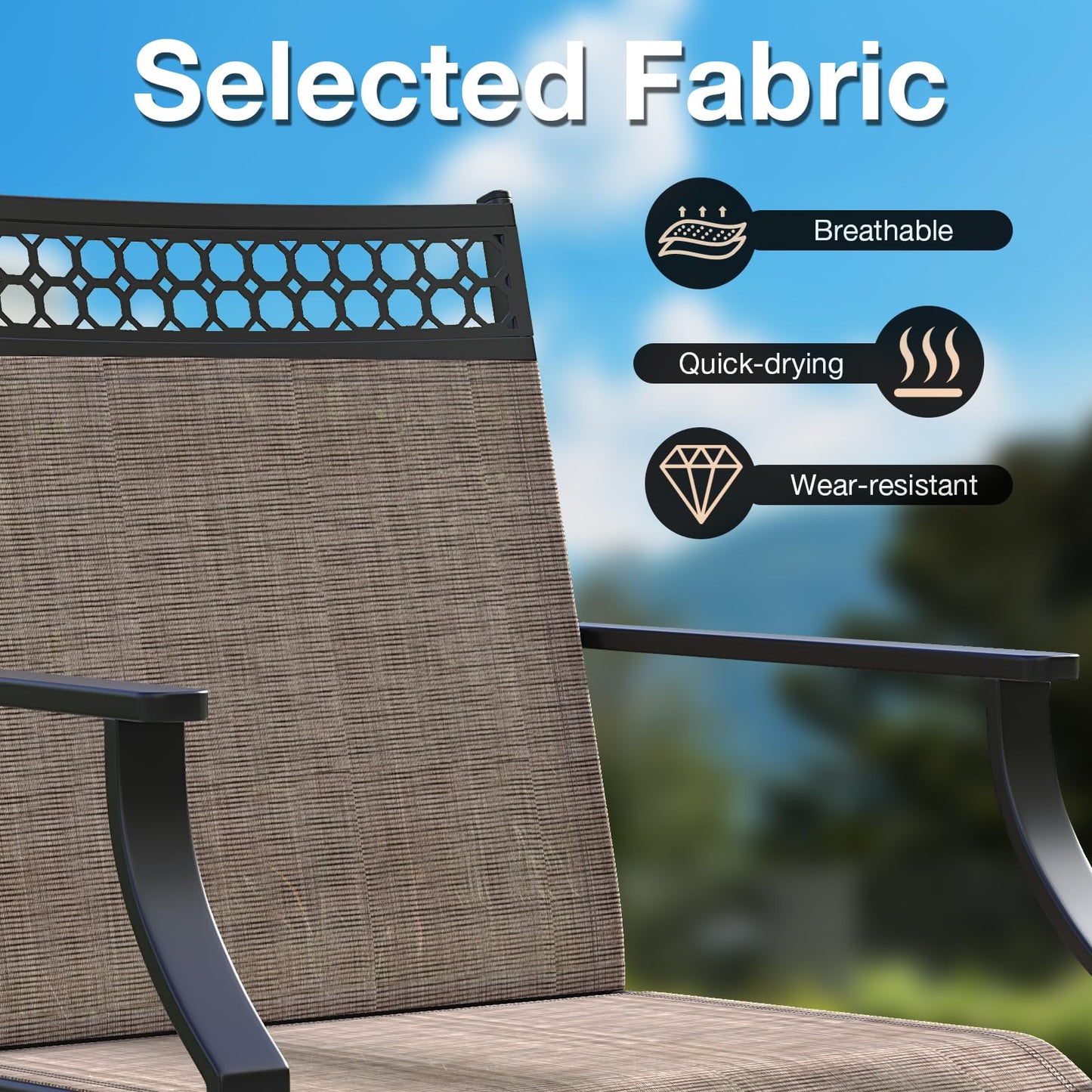Tangkula Outdoor Swivel Dining Chairs Set of 2/4, Patio Chairs with Quick-Drying Fabric and Metal Frame