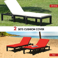Tangkula Patio Wicker Lounge Chair, Outdoor Rattan Adjustable Reclining Backrest Lounger Chairs