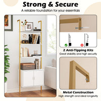 Tangkula 72.5” Tall Bookshelf 5 Tier Wall Mount Ladder Bookcase(1/2)